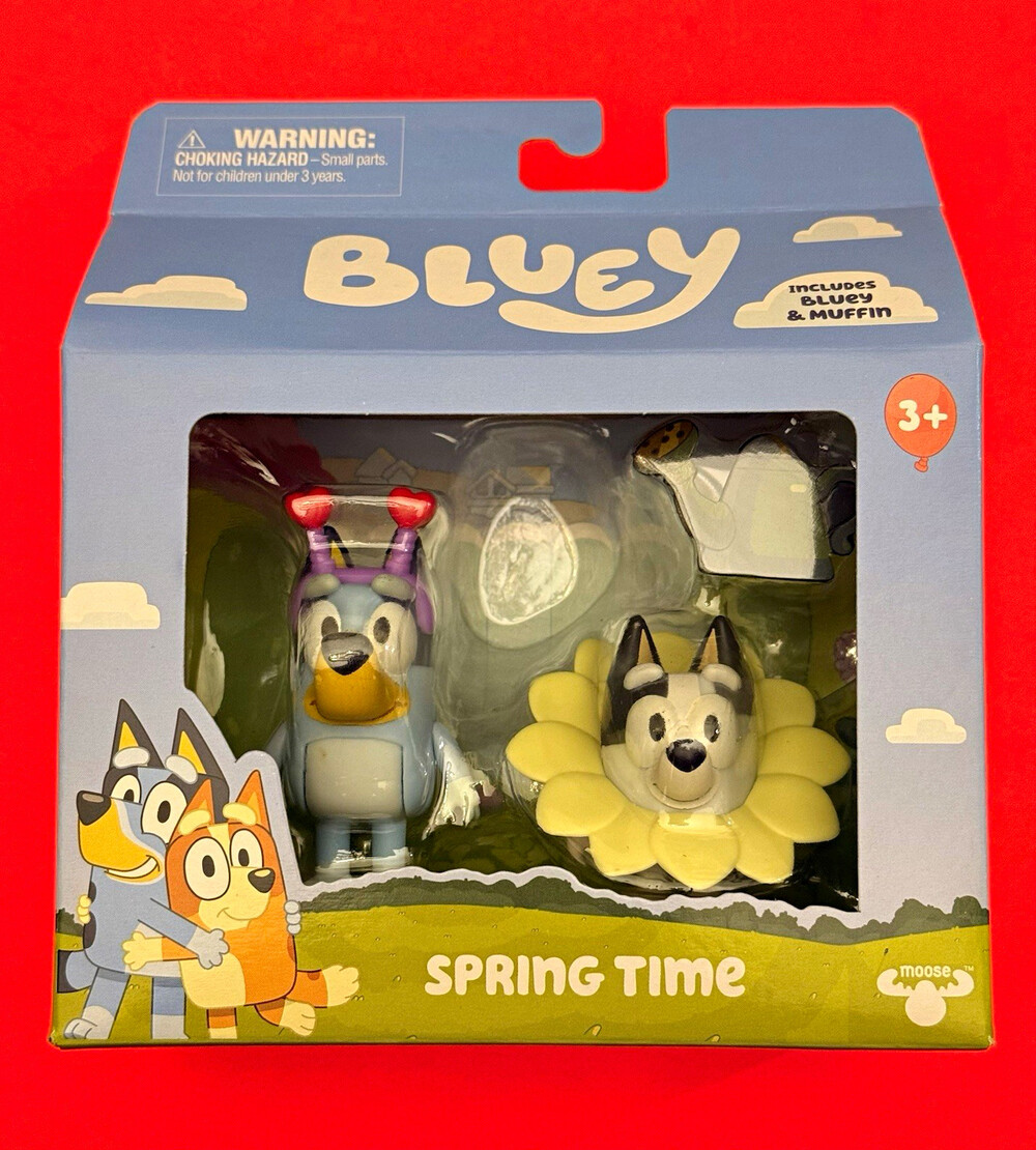 Bluey "Spring Time" Figure 2-Pack - Includes Bluey & Muffin - Brand New
